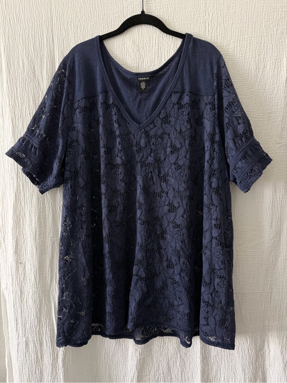torrid Navy Floral Lace V-Neck Tunic